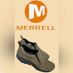 Merrill Jungle Moc Men’s SZ 12 Tan/Brown J60831 Leather Slip On Shoes   Slippers